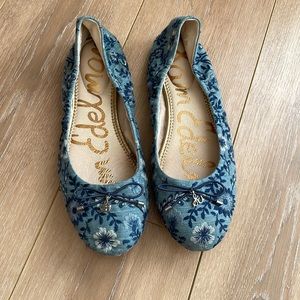 Sam Edelman Felicia Denim embroidered ballet flats (9.5)